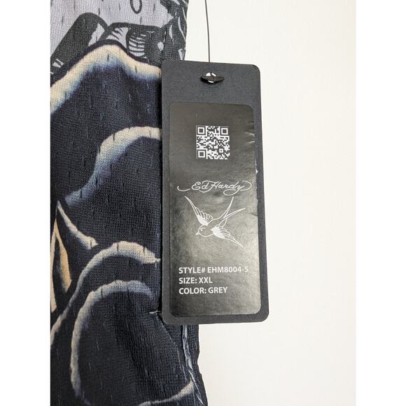 NWT Ed Hardy Men's Mesh Panther Skull Tattoo Shorts - Picture 6 of 11